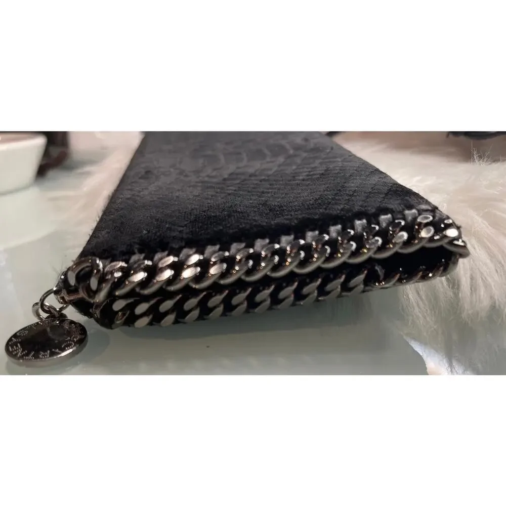 Stella McCartney fallabella black velvet python wallet
